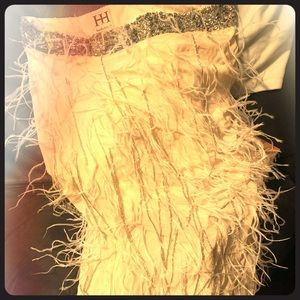 Haute hippie white feather and beaded skirt